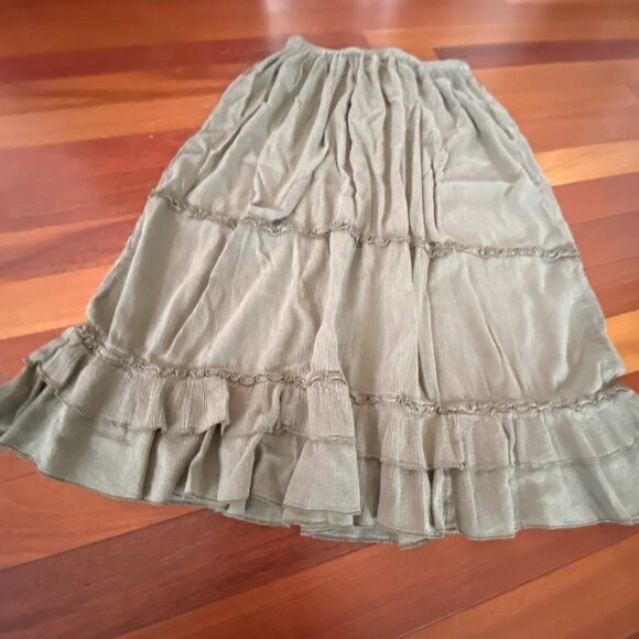 Green Boho Prairie Maxi Skirt size Medium - Picture 3 of 5